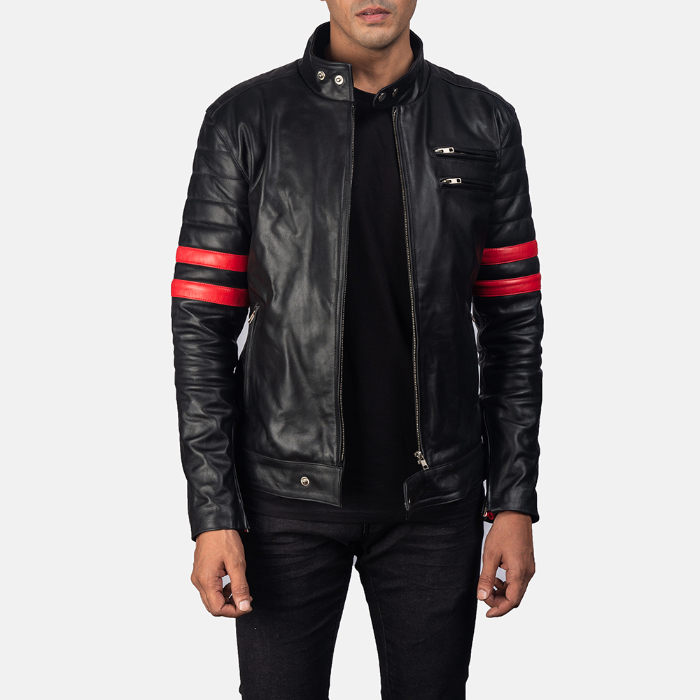 Black & Red Leather Biker Jacket - Mekaatent Enterprises